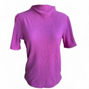 Halogen Pink Ribbed Mock Neck Blouse